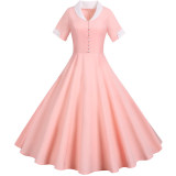 Solid Color Leisure Ball Gown Suit Collar Classy Slim Women Dresses JY14792