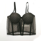 Polka Dot Lace Embroidery Sexy Women Chest Wrap Translucent Top KN8262