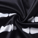 Autumn Sexy Skeleton Print Two Piece Sets for Women Halloween Party Cosplay Costume