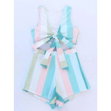 Flat Corner Young Girl Bikini Two Piece Plus Size Striped Women Bikini Sets S163
