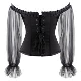 Black Sexy Gothic Overbust Bustiers and Corsets with Long Puff Sleeves WK2207