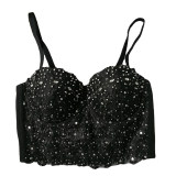 Lace Suspender Bright Drill Top Short Sexy Tight Shaping Chest 8825