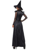Sexy Black Halloween Witch Costume Long Dress with Hat m40391