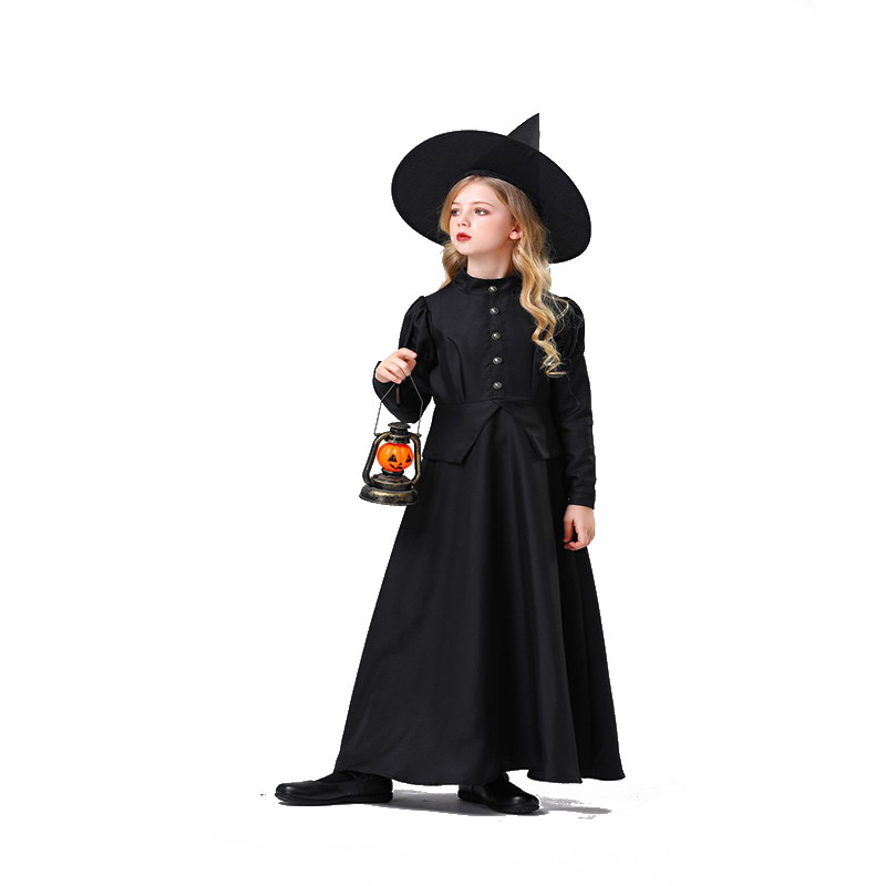 Halloween Witch Black Gauze Children's Costume Witch Cosplay Costume YM5616