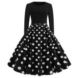 Long Sleeve Polka Dot Classic Party Casual Women Dress JY13106