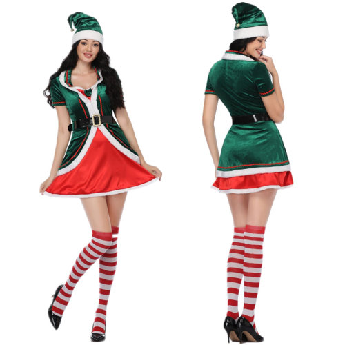 Lovely Green Plus Size Xmas Santa Claus Elf Helpers Costume M21947