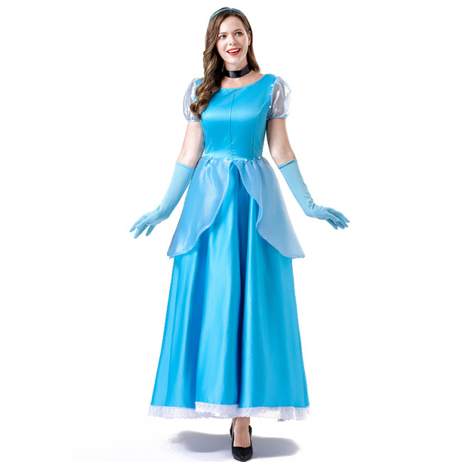 Women New PDress Stage Grimm Fairy Tale Blue Cosplay Princess Dress Costume YM063