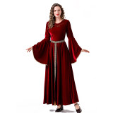 Medieval Retro Court Ball Trumpet Sleeve Adult Retro Queen Long Dress Cosplay Costume YM0821