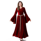 Medieval Retro Court Ball Trumpet Sleeve Adult Retro Queen Long Dress Cosplay Costume YM0821