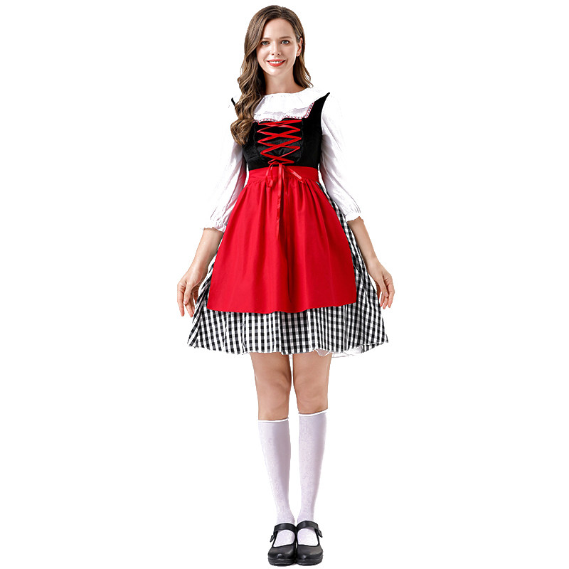 Adult Maid Dress Little Red Riding Hood Dress Cape Outfit Party Maid Cosplay Costume YM0941