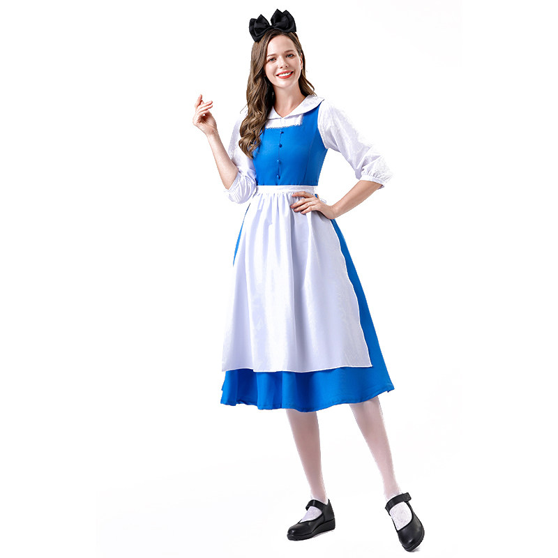 Beauty And The Beast Belle Maid Costume Cosplay Cosplay Alice Dress Halloween Show Costume YM0929 YM0930