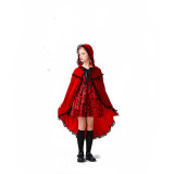 Children's Halloween Red Dress Medieval Little Red Ridding Hood Cosplay Girl Costume YM8751