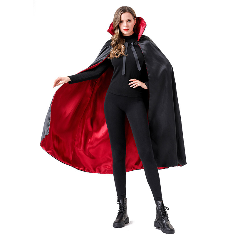 Halloween Makeup Costume Props Red And Black Face Standing Collar Death Pirate Cape
