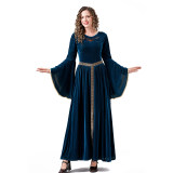 Medieval Retro Court Ball Trumpet Sleeve Adult Retro Queen Long Dress Cosplay Costume YM0821