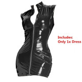 High Elastic Leather PU Sexy Underwear Glossy Patent Leather Nightclub Sleeveless Tights XX6869