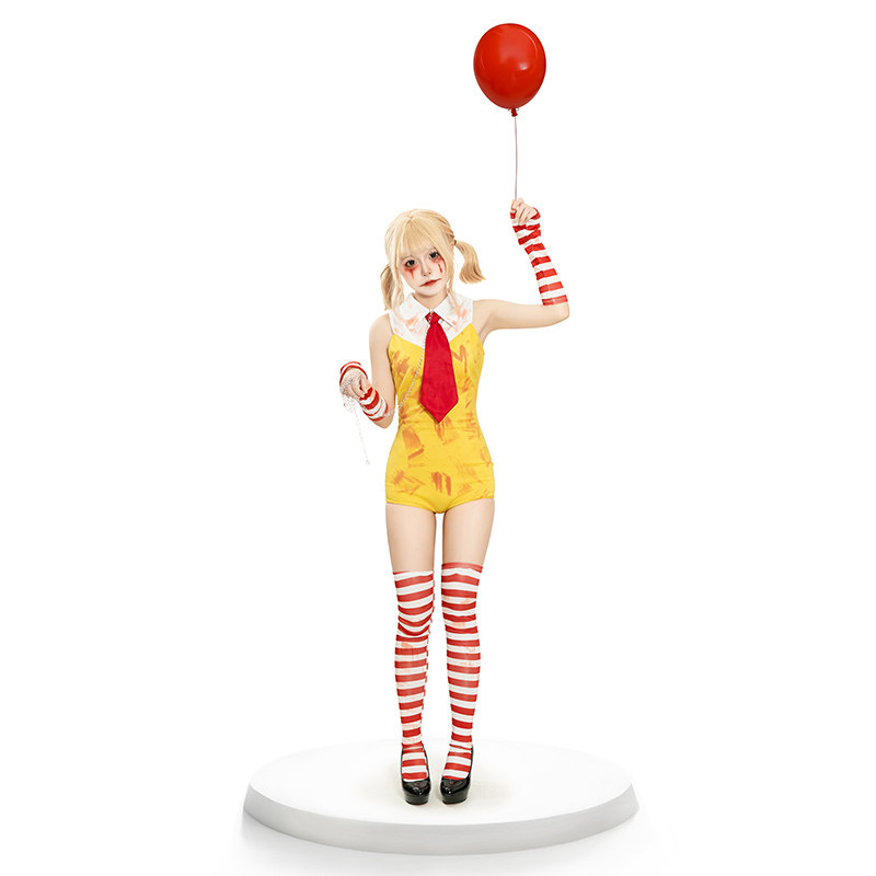 Halloween Costume Red And White Striped Clown One-Piece Welcome McDonald's Party Cosplay 2065