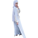 Moslem Women Dress Scarf Party Evening Elegance Plus Size Lace Waist Dress 20373