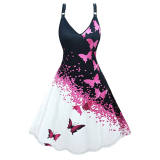 Sexy Halloween Print Dresses Ladies Elegant Sleeveless Women Dress Gothic Robe M5153