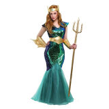Ancient Greek Sea God Mermaid Dress Up Table Couples Stage Costumes SM20127