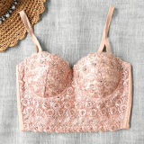 Lace Suspender Bright Drill Top Short Sexy Tight Shaping Chest 8825