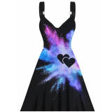 Sexy Halloween Print Dresses Ladies Elegant Sleeveless Women Dress Gothic Robe M5153