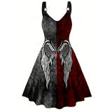 Sexy Halloween Print Dresses Ladies Elegant Sleeveless Women Dress Gothic Robe M5153