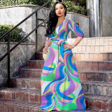 Casual Floral Print Summer Sexy Plus Size Women Dress 8616