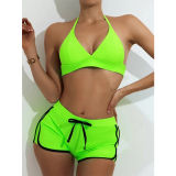 Solid Color Sport Beach Bikini Ladies Bikini Set Swimming Shorts Sexy Swimsuits S219