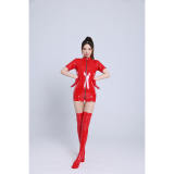 Zipper Crotch Bodysuit Nightclub One Piece Coat Glossy Patent Leather Jumpsuit 6853