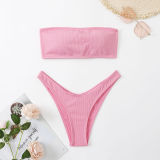 Solid Color Swimwear Swimsuit Strap Split Sexy Bikini Set A2204