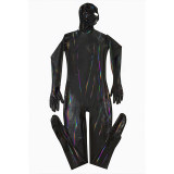 Men's Black Prisoner PU Magic Jumpsuit Fun Role Play Leather Prisoner Costume Cosplay XX1331