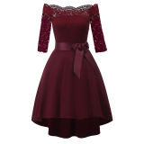 3/4 Sleeve Lace Ball Gown Wedding Bridal Dovetail Vintage Dress CD1613-1