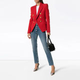 Short Suit Jacket Double Breasted Top Coat Solid Color Women Blazer H2013