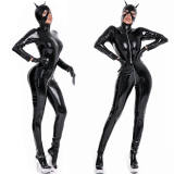 Long sleeve sexy bodycon jumpsuit catwomen leather bodysuits XX6832