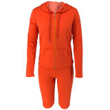 S-2XL hooded zipper sweater tights two-piece sports suit 9253