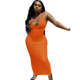 U neck causal woman dress fashionable sexy solid summer maxi dress M30120