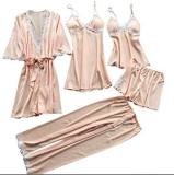 5pcs silk robe women sexy bride dressing gown bridesmaid robe bath Bridesmaid Satin Lace RobesM6059