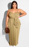 Womens Spaghetti Strap Beach Maxi Dress Plus Size M8425
