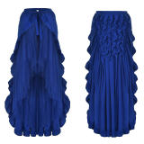 Women Lace Up 2 Layer Ruffles Tulle Asymmetrica Skirt M31714