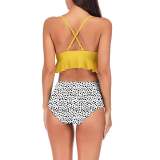 High Waist Sexy Floral Print Ruffles Bikini Set CC73