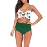 High Waist Sexy Floral Print Ruffles Bikini Set CC73