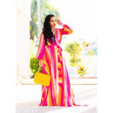 Women Maxi print dress long high quality Summer Beach Chiffon Party Dress M8214