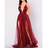 Deep V-neck Women Long Evening Dress M19001