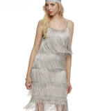 Sexy Sleeveless Straps Low Cut Tassel Mini Dress M30449