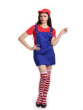 Mario Dress Cosplay Costume for adult with hat and stockings M40258
