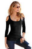 New Women U neck Sexy Ladies Short Sleeve strapless T-shirt Basic Stretch T-shirts M88050