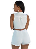 New sexy ladies candy color sleeveless one-piece jumpsuit with belt