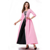 Seven-Quarter Sleeve Princess Dress Pink Court Party Robe Women Magic Master Dress Costume YM0932