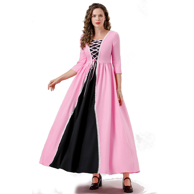 Seven-Quarter Sleeve Princess Dress Pink Court Party Robe Women Magic Master Dress Costume YM0932
