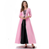 Seven-Quarter Sleeve Princess Dress Pink Court Party Robe Women Magic Master Dress Costume YM0932